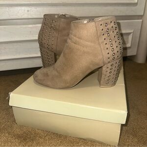 JustFab Taupe Studded Ankle Booties